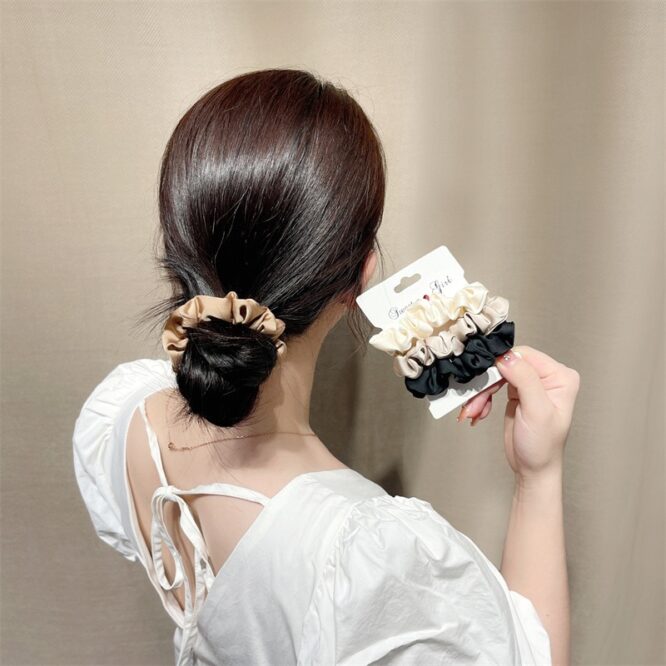 4/6Pcs/Set Elegant Silk Scrunchie Elastic Hair Bands Women Girls Rubber Band Hair Ties Ponytail Headband Korean Hair Accessories - Image 3