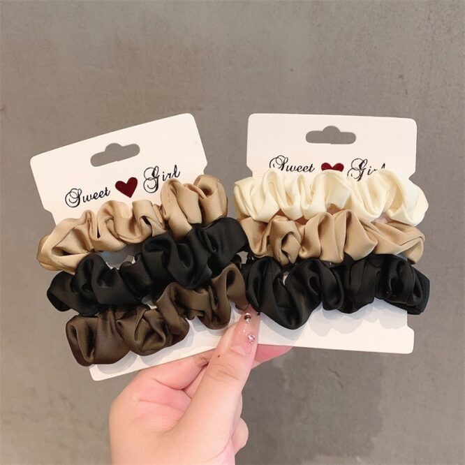 4/6Pcs/Set Elegant Silk Scrunchie Elastic Hair Bands Women Girls Rubber Band Hair Ties Ponytail Headband Korean Hair Accessories - Image 4