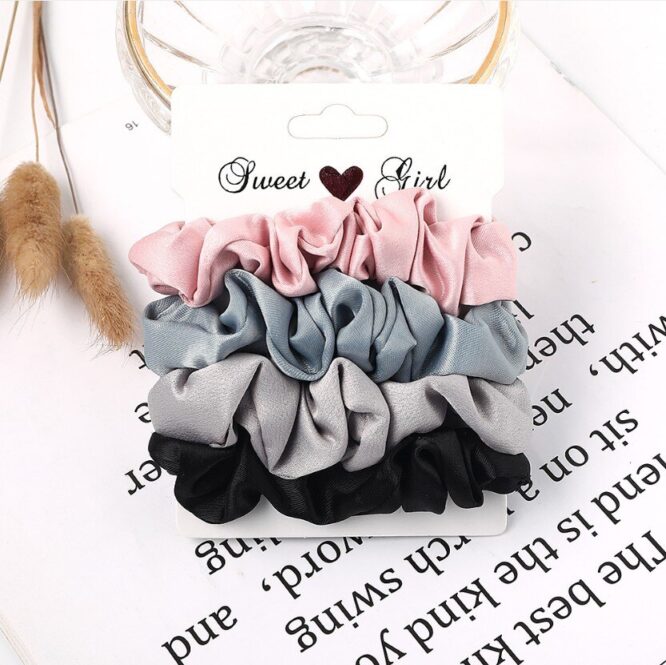 4/6Pcs/Set Elegant Silk Scrunchie Elastic Hair Bands Women Girls Rubber Band Hair Ties Ponytail Headband Korean Hair Accessories - Image 5