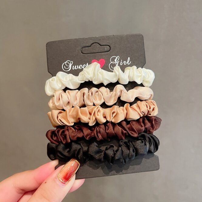 4/6Pcs/Set Elegant Silk Scrunchie Elastic Hair Bands Women Girls Rubber Band Hair Ties Ponytail Headband Korean Hair Accessories