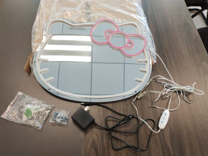 Kawaii Kitty LED Neon Mirror Anime Cartoon Cute Vanity Mirror with Led Lights Girls Desktop Wall Decoration Makeup Mirror Lamp - Image 6