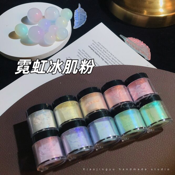 Multicolor Holographic Neon Shimmer Glitter Ice Muscle Aurora Nail Pigment Powder Fine Chrome Rubbing Dust Mirror Polish Decorat - Image 3