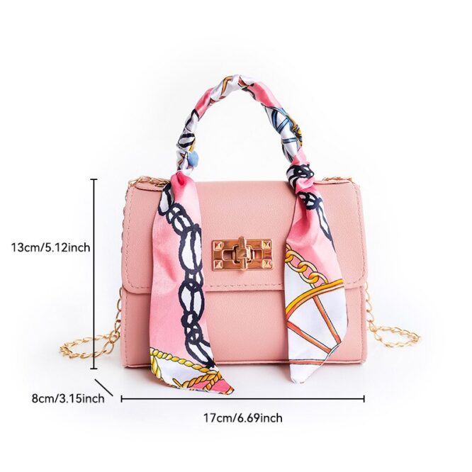 Women Fashion Simplicity Solid Color Handbag Niche Design Silk Scarf Mini Chain Single Shoulder Crossbody Bag - Image 11