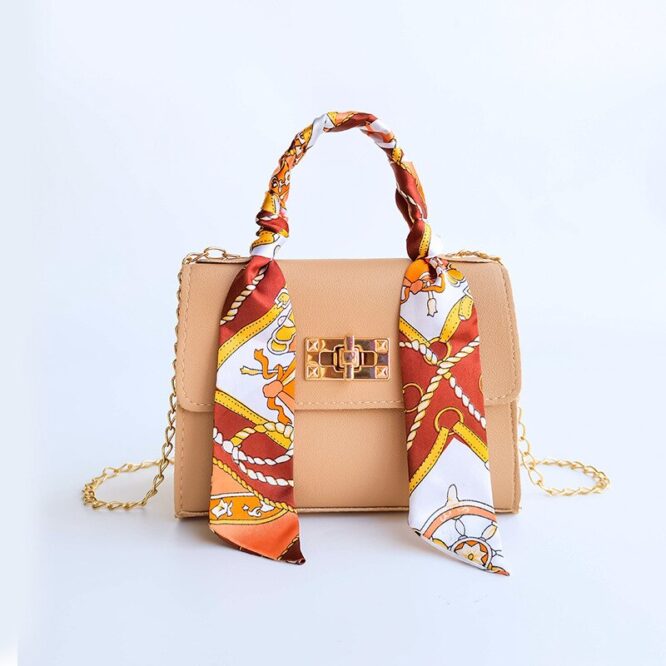 Women Fashion Simplicity Solid Color Handbag Niche Design Silk Scarf Mini Chain Single Shoulder Crossbody Bag - Image 8