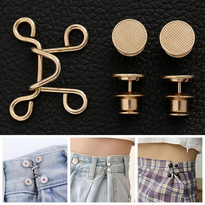 Women Skirt Pants Jeans Adjustable Waist Clip Metal Pins Clothing Accessories Sewing Women's Brooch Set Tighten Waist Brooches - Image 4