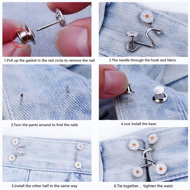 Women Skirt Pants Jeans Adjustable Waist Clip Metal Pins Clothing Accessories Sewing Women's Brooch Set Tighten Waist Brooches - Image 6